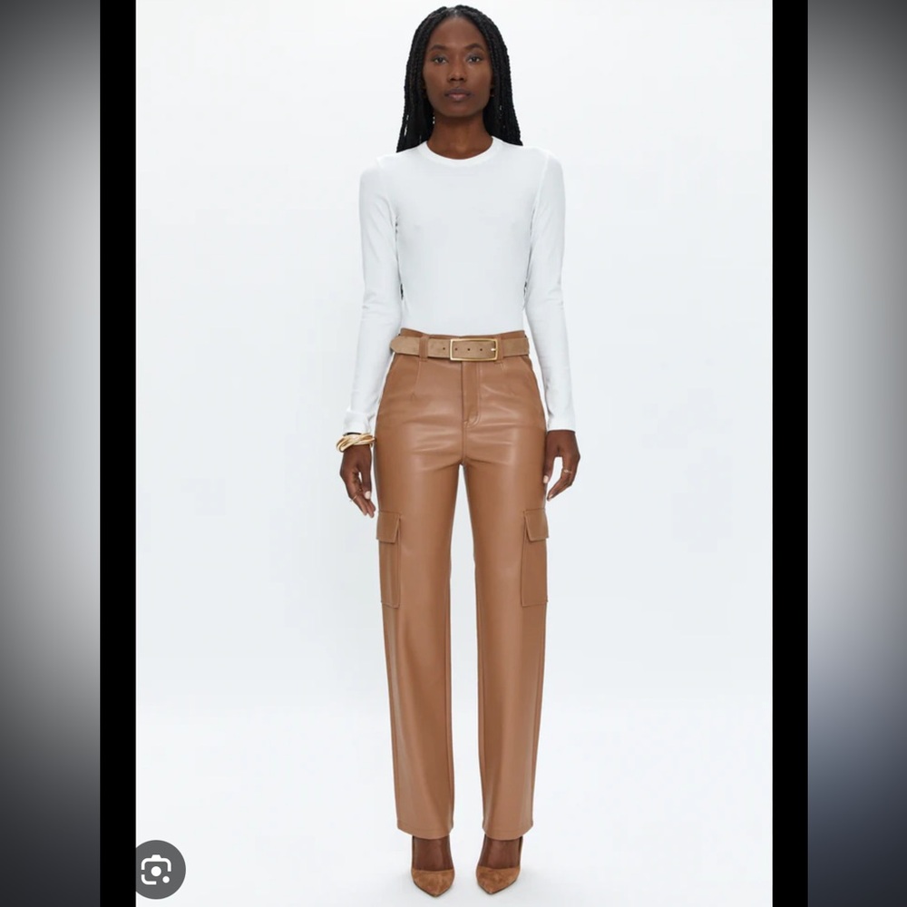Pistola Tan Camel Cargo Leather Pants 25